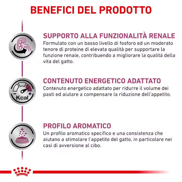 Benefici Royal Canin Renal Pesce per funzione renale e appetibilità Benefici Royal Canin Renal Pesce per funzione renale e appetibilità